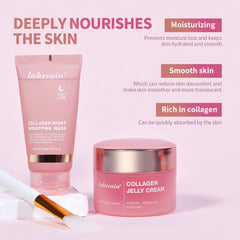 4pcs/set Collagen Jelly Cream Peel-Off Mask Salmon Collagen essence Collagen Overnight Facial Mask Wrapping Firming Moisturizing