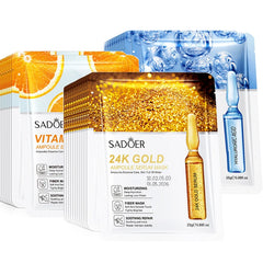 30pcs SADOER 24K Gold Vitamin C Hyaluronic Acid Face Mask Facial Moisturizing Anti Wrinkle Hydrating Facial Masks Skin Care