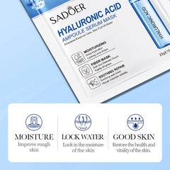 30pcs SADOER 24K Gold Vitamin C Hyaluronic Acid Face Mask Facial Moisturizing Anti Wrinkle Hydrating Facial Masks Skin Care