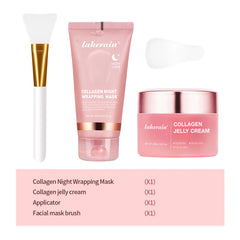 4pcs/set Collagen Jelly Cream Peel-Off Mask Salmon Collagen essence Collagen Overnight Facial Mask Wrapping Firming Moisturizing