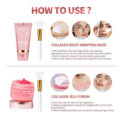 4pcs/set Collagen Jelly Cream Peel-Off Mask Salmon Collagen essence Collagen Overnight Facial Mask Wrapping Firming Moisturizing