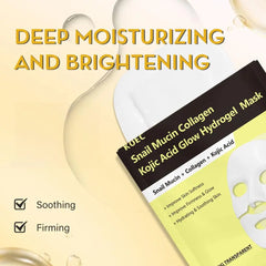 KOEC PDRN Peptide Bio Collagen Hydro-Gel Mask, Snail Mucin & Kojic Acid, Hydro-Gel Sheet Mask for Moisturizing & Pore Care