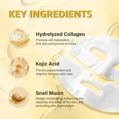 KOEC PDRN Peptide Bio Collagen Hydro-Gel Mask, Snail Mucin & Kojic Acid, Hydro-Gel Sheet Mask for Moisturizing & Pore Care