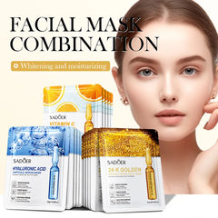 30pcs SADOER 24K Gold Vitamin C Hyaluronic Acid Face Mask Facial Moisturizing Anti Wrinkle Hydrating Facial Masks Skin Care