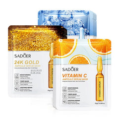 30pcs SADOER 24K Gold Vitamin C Hyaluronic Acid Face Mask Facial Moisturizing Anti Wrinkle Hydrating Facial Masks Skin Care