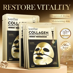10pcs SADOER Golden Collagen Facial Masks Moisturizing Anti-Aging Anti Wrinkles Face Mask Sheet Collagen Masks Skin Care Product