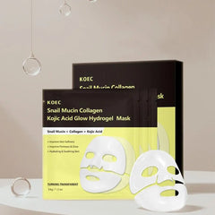 KOEC PDRN Peptide Bio Collagen Hydro-Gel Mask, Snail Mucin & Kojic Acid, Hydro-Gel Sheet Mask for Moisturizing & Pore Care