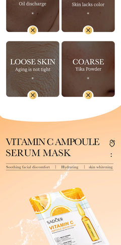 30pcs SADOER 24K Gold Vitamin C Hyaluronic Acid Face Mask Facial Moisturizing Anti Wrinkle Hydrating Facial Masks Skin Care
