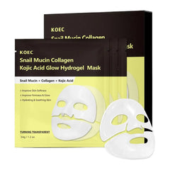 KOEC PDRN Peptide Bio Collagen Hydro-Gel Mask, Snail Mucin & Kojic Acid, Hydro-Gel Sheet Mask for Moisturizing & Pore Care