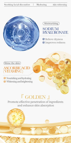 30pcs SADOER 24K Gold Vitamin C Hyaluronic Acid Face Mask Facial Moisturizing Anti Wrinkle Hydrating Facial Masks Skin Care