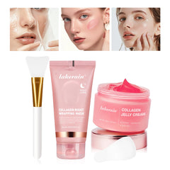 4pcs/set Collagen Jelly Cream Peel-Off Mask Salmon Collagen essence Collagen Overnight Facial Mask Wrapping Firming Moisturizing