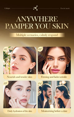 10pcs SADOER Golden Collagen Facial Masks Moisturizing Anti-Aging Anti Wrinkles Face Mask Sheet Collagen Masks Skin Care Product