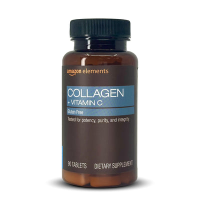 Amazon Elements Collagen Peptides + Vitamin C 2500 mg Collagen Peptides per Serving 90 Tablets 1 Month Supply